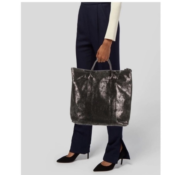 Pewter Black ATM Anthony Thomas Melillo Metallic Nubuck Tote NWT - Picture 3 of 16